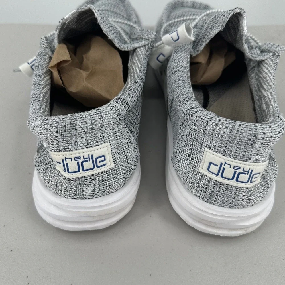 Hey Dude Wally Free Sox Metal Grey Knit Slip On Loafers Men's 12 112273193